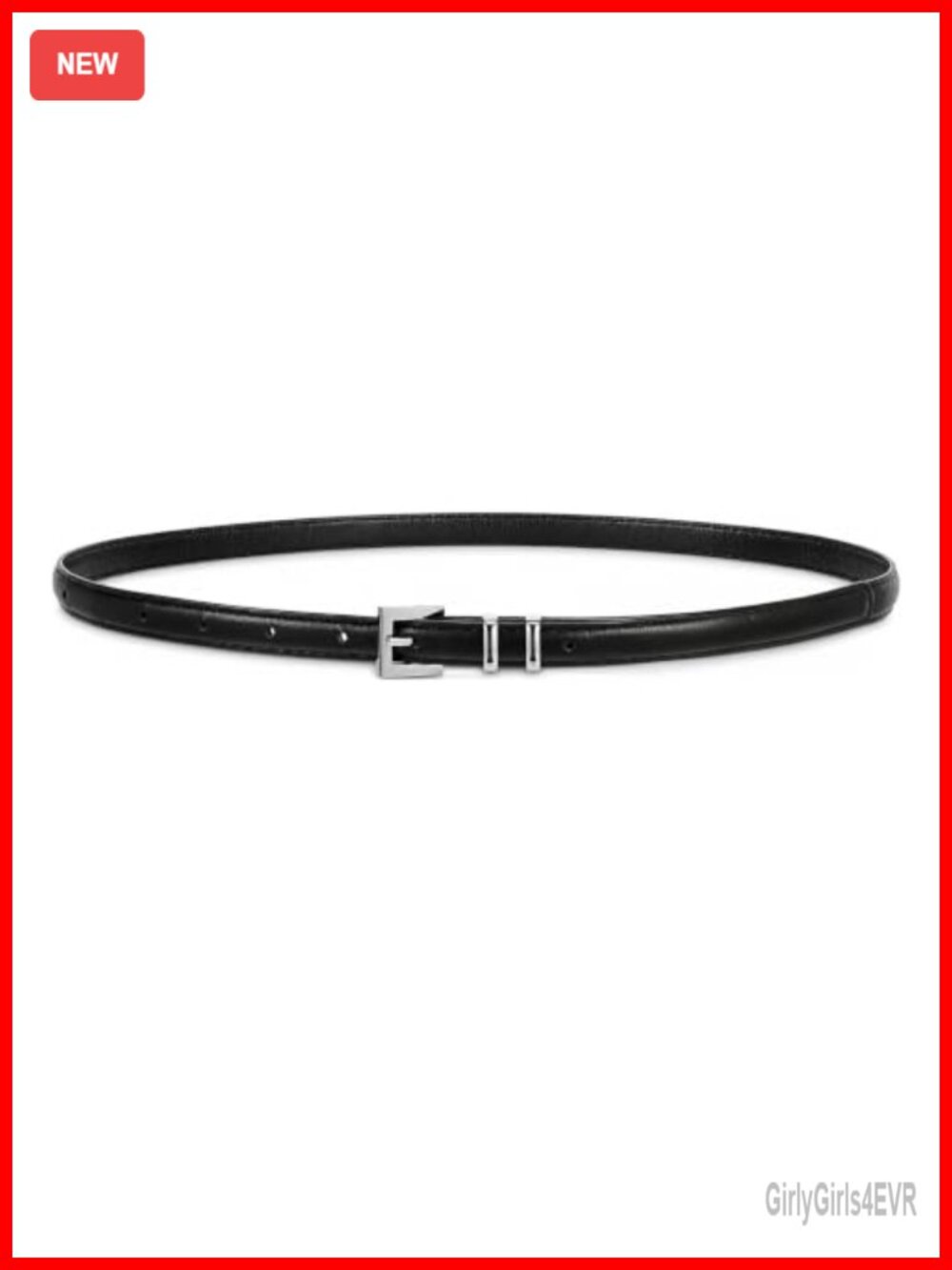Skinny Belt for Women PU Leather Thin Waist Belt with Silver Buckle